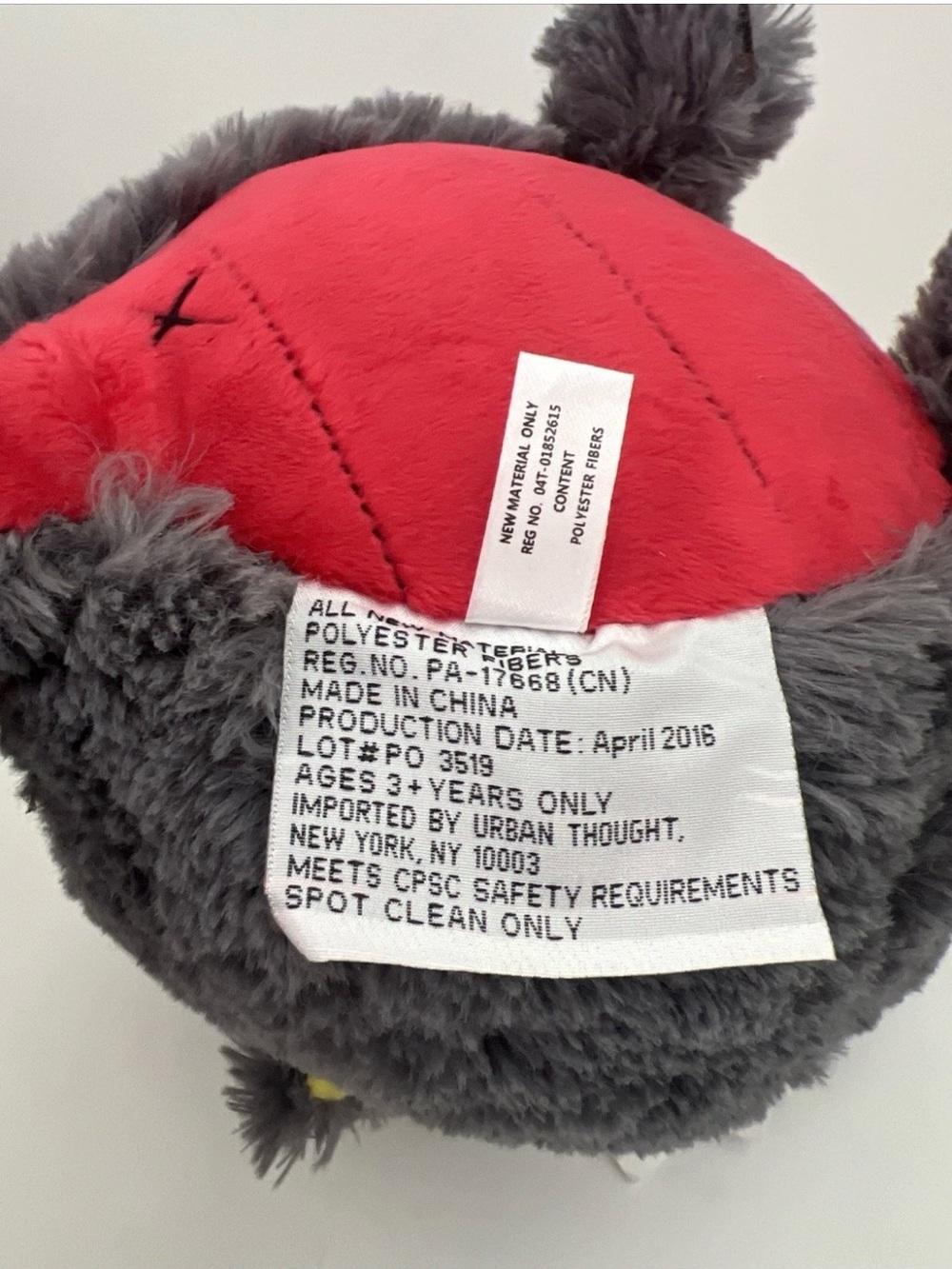 2016 Bad Dragon Duke The Dragon 8" Plush Gray Red Round RARE Stuffed Animal NWT - Picture 13 of 16